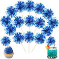 Ephlyn 30Pcs Foil Firework Cupcake Toppers Blue Tinsel Flower Drink Stirrers by Ephlyn