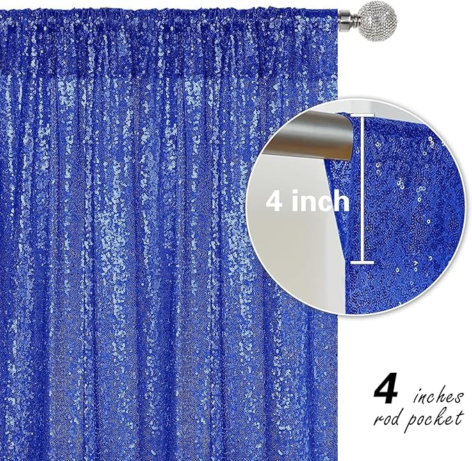 Navy Blue Sequin Backdrop Curtain 4 Pieces 2FTx8FT Glitter Photography Backdrop - Image 5