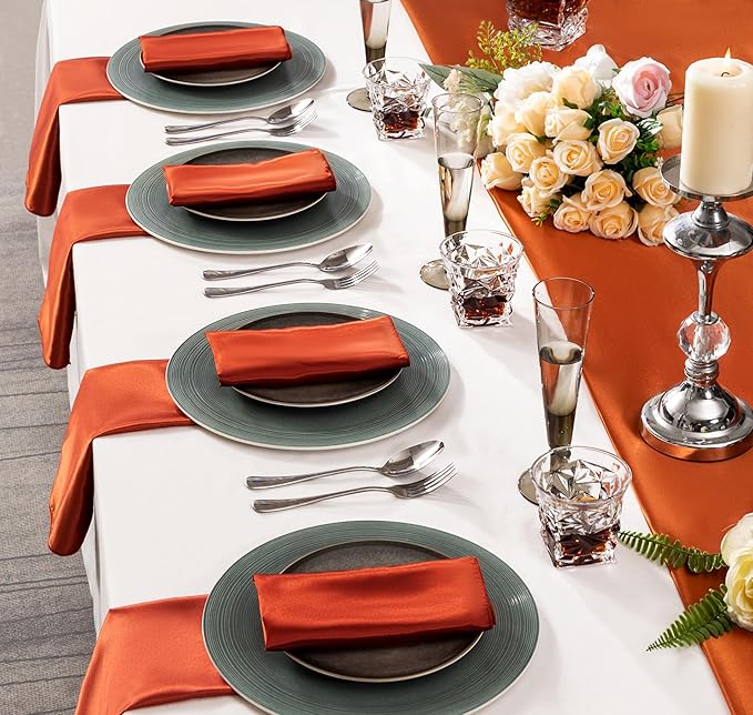 36 Pack Square Satin Dinner Napkins, 16x16 Inches Silky Soft Smooth Table Cloth - Image 2