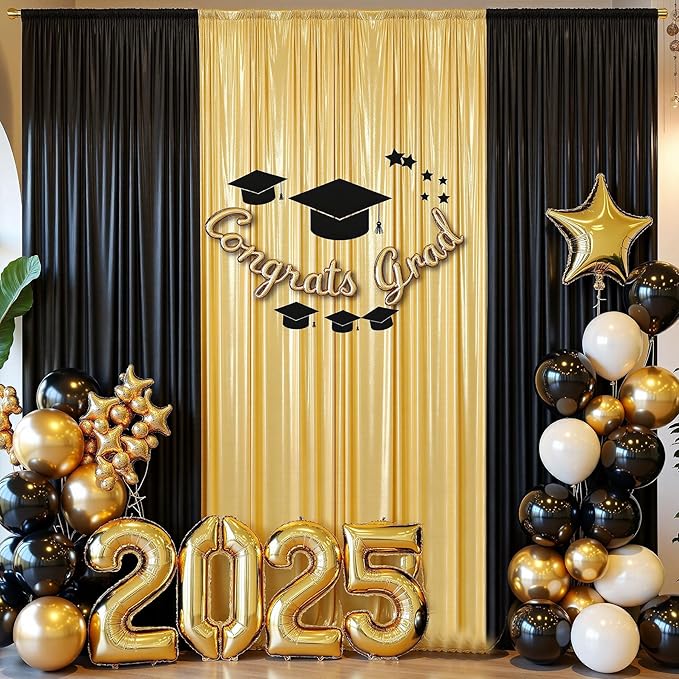 10x10 ft Wrinkle Free Gold Sequin Backdrop Curtain - Image 9