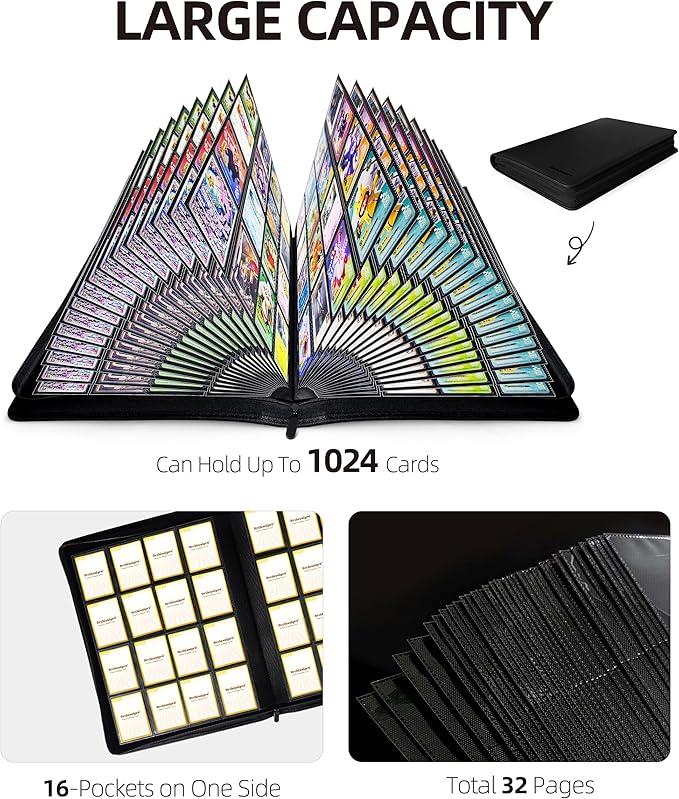 16 Pockets Premium Card Binder 1024 Cards Trading Card Binders Side Load Card - Image 4