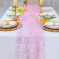 Snowkingdom 10 FT Pink Table Runner, Sequin Glitter Sheer Chiffon Gauze by Snowkingdom