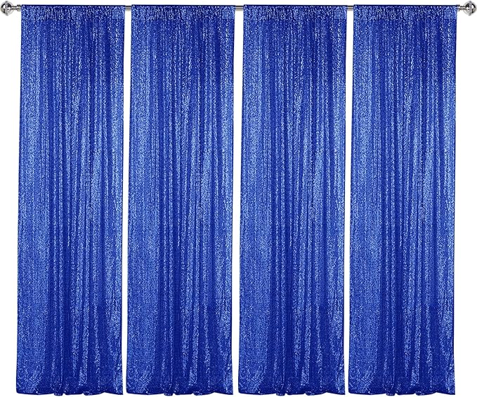 Sugargirl Navy Blue Sequin Backdrop Curtain 4 Panels 2FTx8FT Glitter Navy Blue by Sugargirl