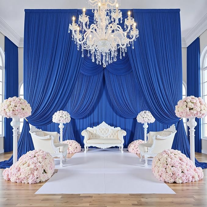 PartyVillage 50ft×15ft Royal Blue Backdrop Curtain by PartyVillage