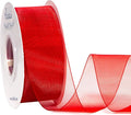 Ribbli Red Sheer Organza Ribbon, 1-1/2 Inch x Continuous 50 Yard Use by Ribbli
