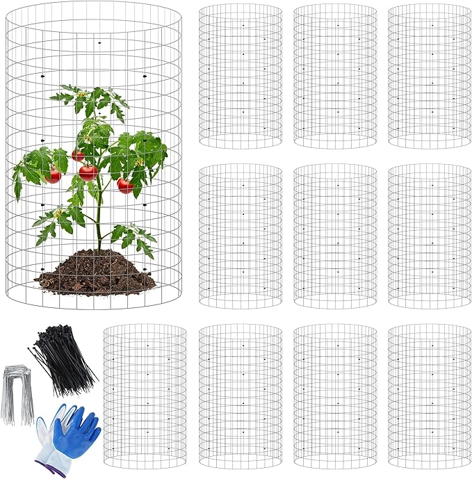 winemana 12 Set Garden Plant Protector Cage, 16x12 in Metal Wire Protectors by winemana