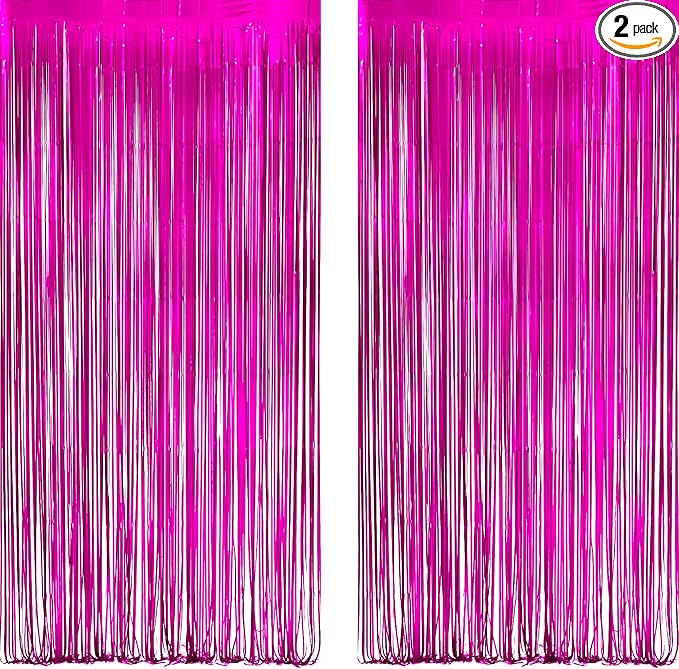 Hot Pink Party Streamers Backdrop by GREATRIL