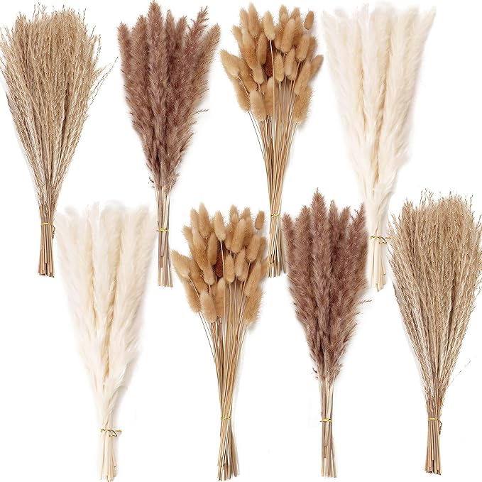 200PCS Dried Flower Bouquet – Pampas Grass, Floral Decor by ANPROOR