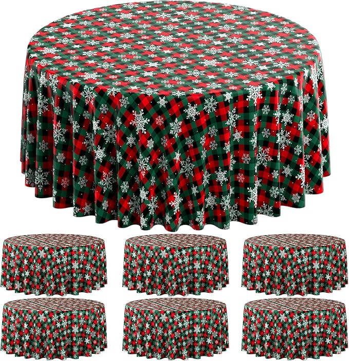Jectivs 6Pcs Christmas Buffalo Plaid Snowflake Party Tablecloths Decorations by JectivsPartyDecorations