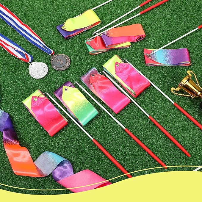 Yilloog 50 Pcs Ribbon Dancing Wands Party Favors, 78.7 Inch Artistic Gymnastics - Image 3