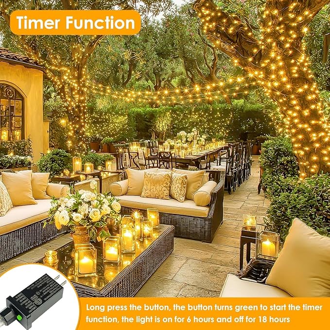 2Pack Each 66Ft 200 LED Fairy Lights Plug in - Image 5