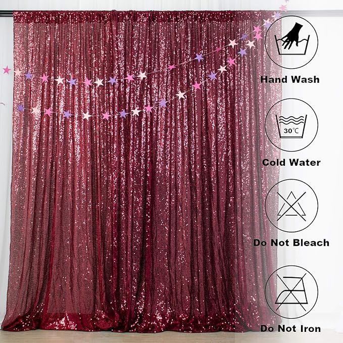 ShinyBeauty Burgundy Sequin Sparkling Backdrop 10x10FT | Photographic Glitter - Image 5