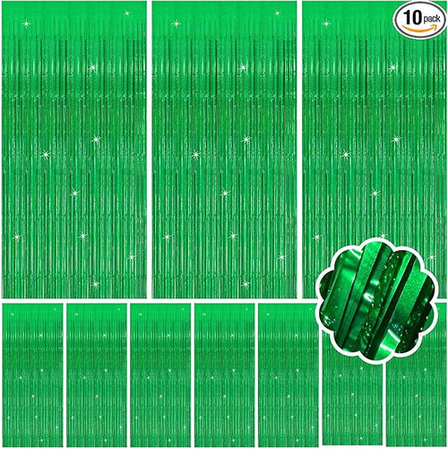 10 Pack Green Streamers Metallic Foil Fringe Curtain Backdrop by Unknown