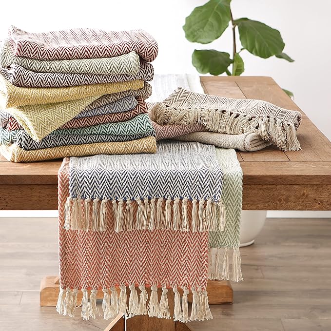 DII Woven Basic Tabletop Collection, Chevron Table Runner, Barn Red - Image 6