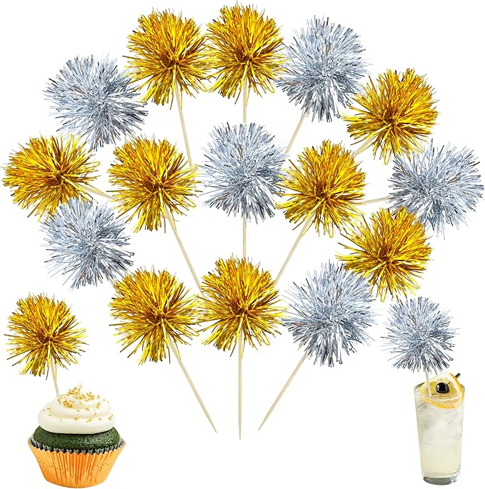 Ephlyn 30Pcs Foil Firework Cupcake Toppers Party Birthday Cake Toppers Supplies by Ephlyn