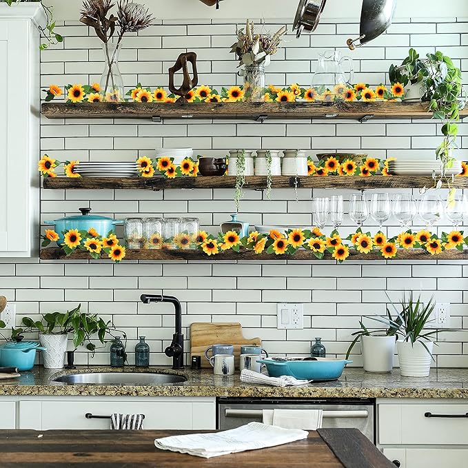 Uieke 3 Pack 7.5ft/Pcs Artificial Sunflower Garland Hanging Sunflower Vines - Image 8