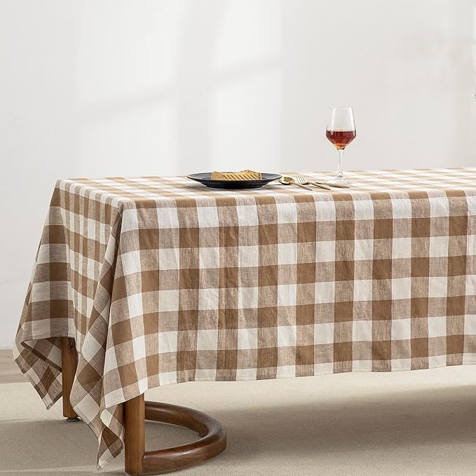 EVERLY 100% Yarn-Dyed Linen Rectangle Tablecloths 60x120Inches - Image 2
