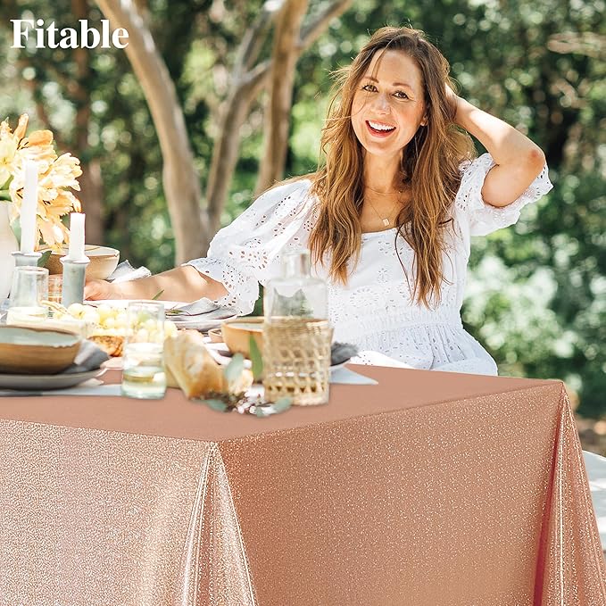 Fitable Rose Gold Sequin Tablecloth - Image 3