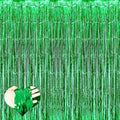 4 Pack Green Fringe Curtain Backdrop, 3.2Ft x 6.6Ft Metallic Tinsel Foil Fringe by Mebiornt