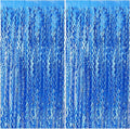 Blue Backdrop Wavy Tinsel Foil Fringe Curtains by BOMSI
