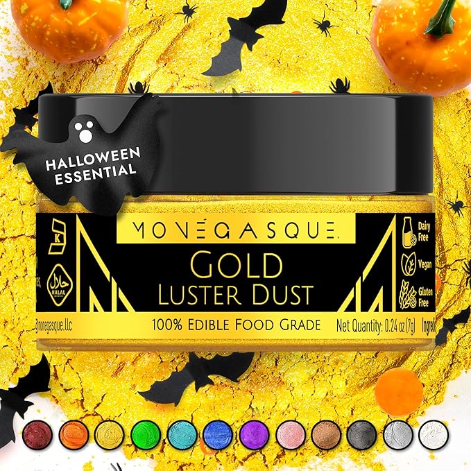 MONÉGASQUE Gold Edible Glitter for Drinks 7g – Halloween Edible Glitter for by MON%C3%89GASQUE