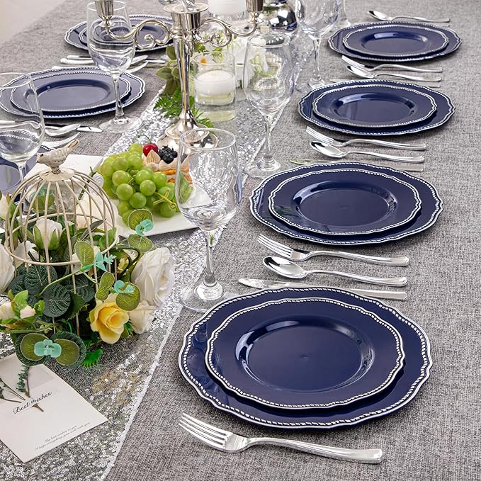 Hioasis 60pcs Blue Plastic Plates - Image 5