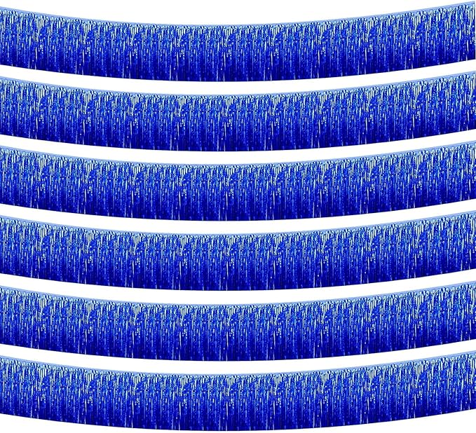 Blue Foil Fringe Garland 10FT 6packs, Metallic Foil Tinsel Fringe Banners by Acuteye