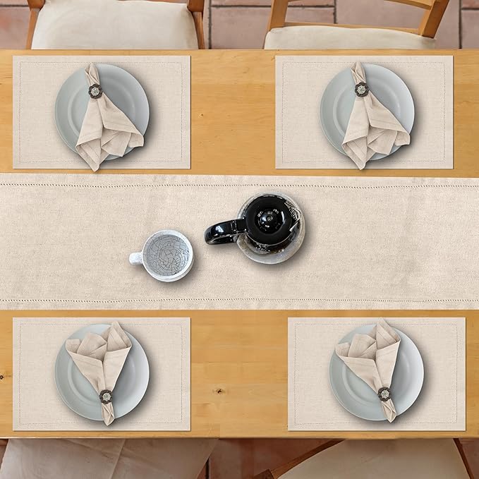Ruvanti Linen Table Runner 72 Inches, Classic Hemstitch, Non-Slipping, Stain - Image 7