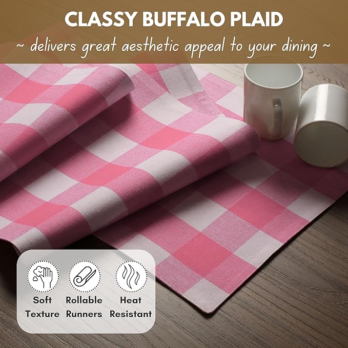 Native Fab Table Runner Buffalo Check Plaid 100% Cotton - Image 3