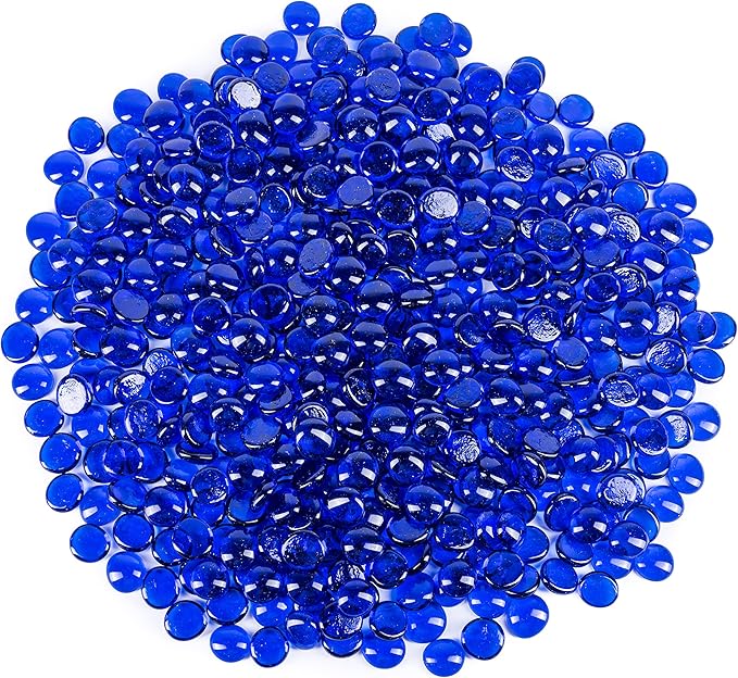 Galashield Flat Glass Marbles for Vases Cobalt Blue Glass Gems Beads Pebbles by Galashield