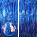 2 Pack Blue Tinsel Foil Fringe Curtains, Metallic Tinsel Party Streamers by Voircoloria