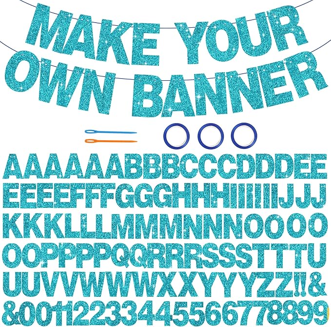 BEISHIDA 116 PCS A-Z Glitter Lake Blue DIY Letter Banner Kit Make Your Own by Beishida