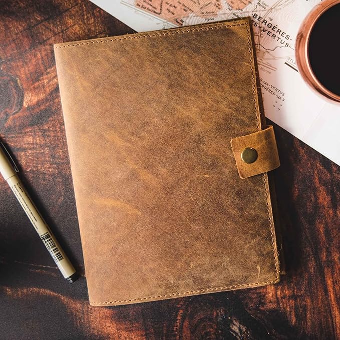 Refillable Leather Journal | Premium Lined A5 Notebook Cover | 200 Ruled - Image 2