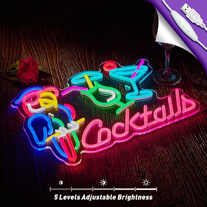 Parrot Cocktail Neon Sign for Wall Decor Bar LED Light Beer Wine Alcohol Man - Image 4