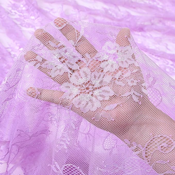 Light Purple Tablecloth Outdoor Lace Table Fabric 2pcs 60x120 Inch - Image 5