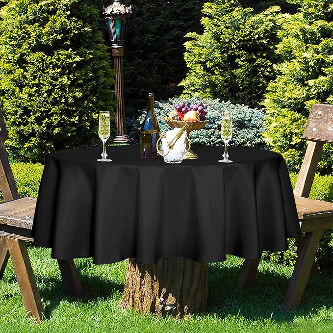 Fitable Black Round Tablecloth 70 inch, Stain and Wrinkle Resistant Washable - Image 4