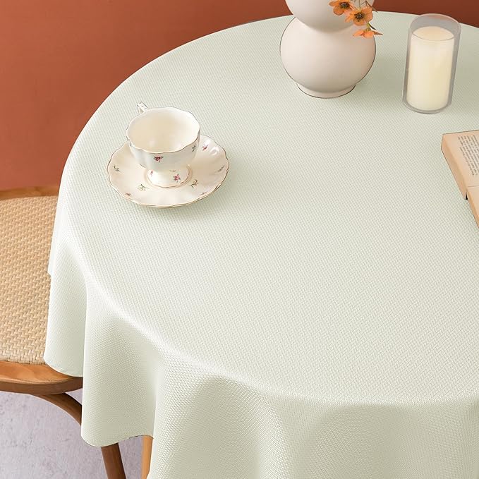 Fitable 2 Pack Beige Round Table Cloth - Image 3