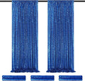 Royal Blue Curtain Panels Sequin Backdrop 6 Pieces 2ftx8ft Sparkly Curtain by QueenDream