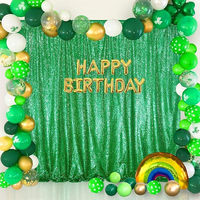 Dark Green 10ftx10ft Sequin Backdrop Curtain Glitter Christmas Background - Image 3