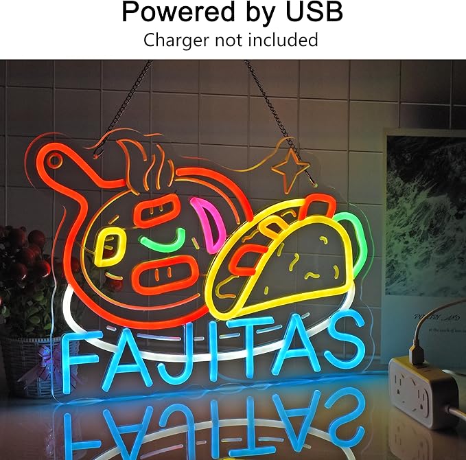 CNBEYOUNG Fajitas Neon Sign, Neon Lights Hanging Wall Art Decoration - Image 2