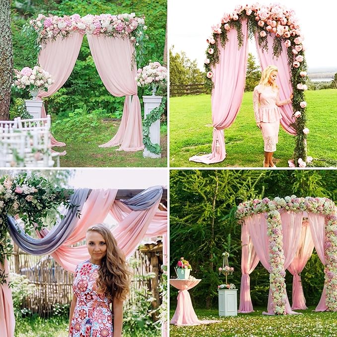 8 Panels Wedding Arch Draping Fabric 28" x 20 Ft Wedding Arch Drapes Chiffon - Image 3