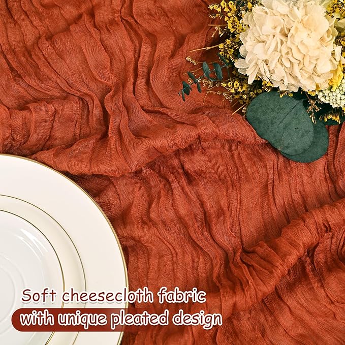 12 Pack Terracotta Cheesecloth Table Runner 20 x 120 inch Gauze 10FT Semi Sheer - Image 4