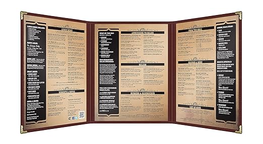 Goodsmart Restaurant Menu Covers – 25 Pack Burgundy 6-View Trifold 8.5" x 11" - Image 2