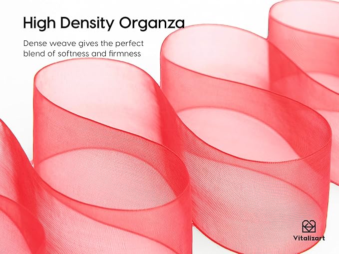 Vitalizart Red Organza Ribbon 1.5" x 30 Yd Sheer Ribbons - Image 4