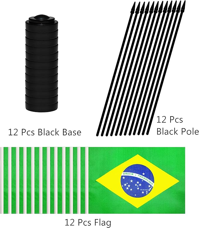 12 Pack Brazil Desk Flags Set, Brazilian Small Mini Table Office Flags - Image 3