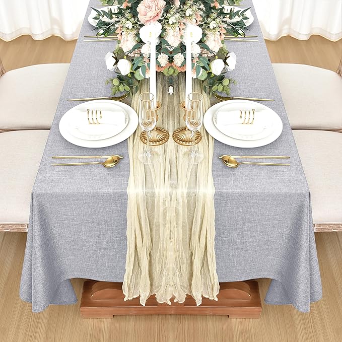 Fitable Faux Linen Tablecloths for Rectangle Tables: Water & Stain Resistant - Image 8