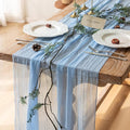 6pcs Light Blue Gauze Rustic Cheesecloth Table Runner 120 Inch 10 FT by KEKETOARRANGE