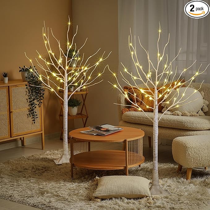 LIGHTSHARE 4 Feet 48L LED Birch Tree Lights, Warm White, by Lightshare