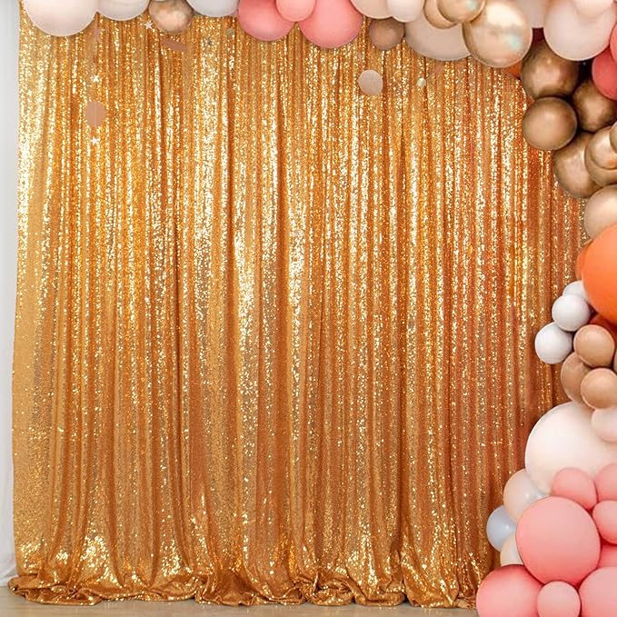 ShinyBeauty Sequin Backdrop Gold 7FTX7FT Photo Booth Backdrop Gold Sequence by ShinyBeauty