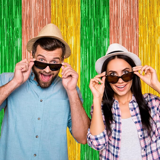 4 Pack Hawaiian Party Decorations, 3.28 FT x 7.05 FT Hawaii Tinsel Backdrop - Image 5